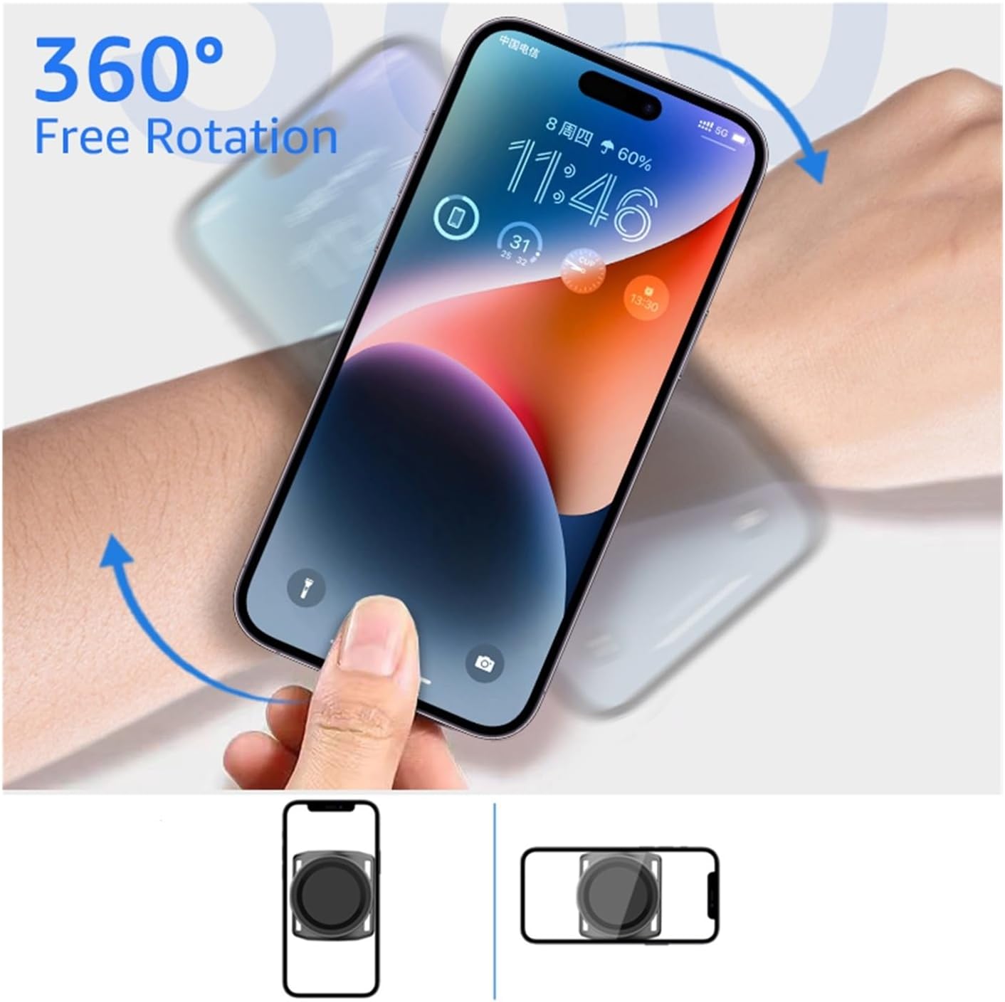 Armband Wristband Mobile Phone Holder Magnetic Wrist Strap Phone Mount Stand Cycling Hiking Gym