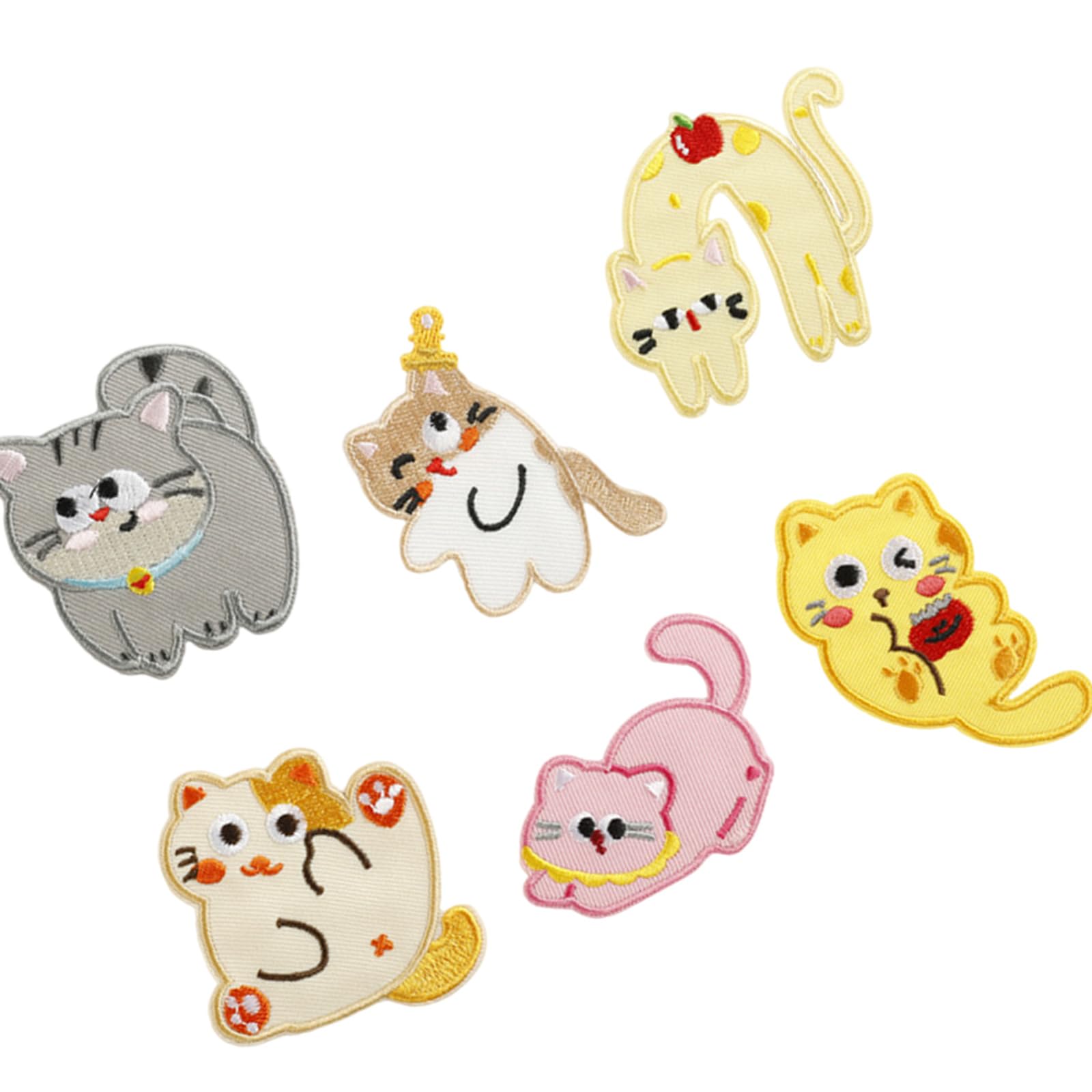 Xjdzineq 6 Pcs Kitten Embroidered Patches Cartoon Cats Sewing Iron on Applique Sew on for Jeans Cartoon Animal Embroidered