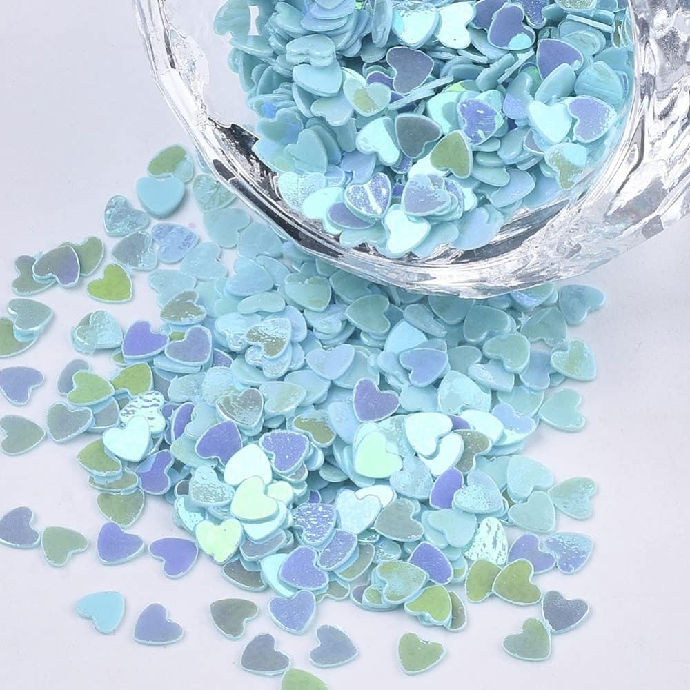 A Pack of 3 or 4mm (3000-3500pcs) PVC & Hologram Mini Heart Sequins Confetti, Loose Nail Art, Card Making, Scrapbooking, Table Confetti, Valentines Day Wedding Favours (Blue Ice AB 3mm)
