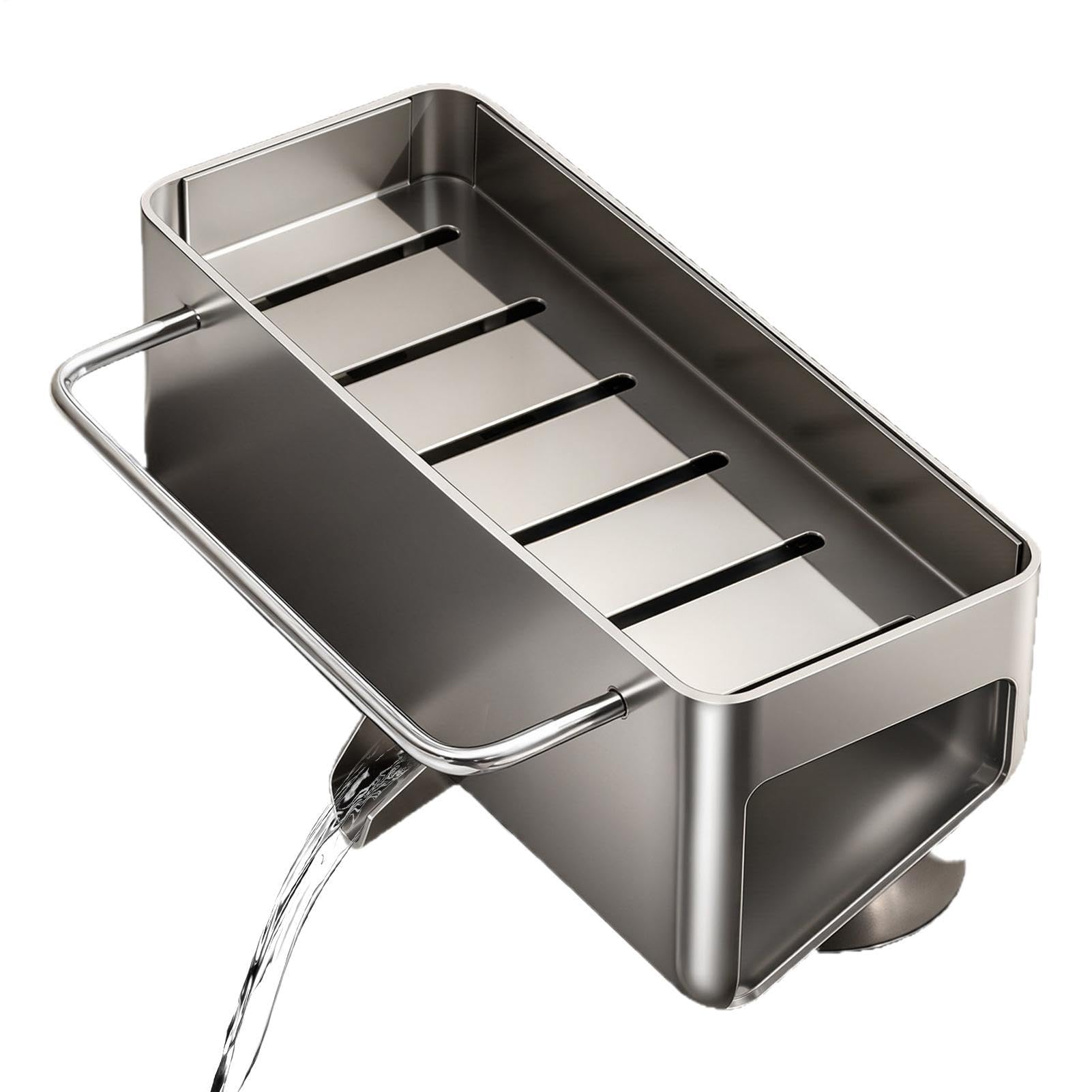 Soporte de esponja organizador de acero inoxidable ideal para la encimera del baño o cocina