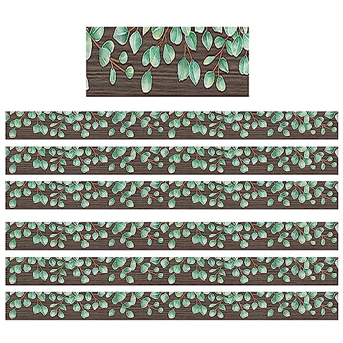 Cenefa de eucalipto para decoración escolar con 6 rollos de borde recto para pared de aula 2