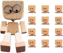 Wooden Man Swinging Figure with 12 Magnetic Expressions, Funny Car Dashboard Accessories and Desk Decoration, Travel, Home