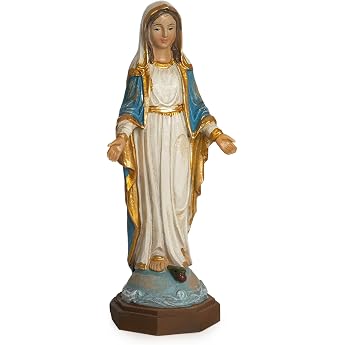 Moritz Virgin Mary Statue 11.5 cm - Hand-Painted Madonna Figure with Blue / Gold Robe - Small Mary Figure for Prayer Room - Catholic Decoration Made of Resin