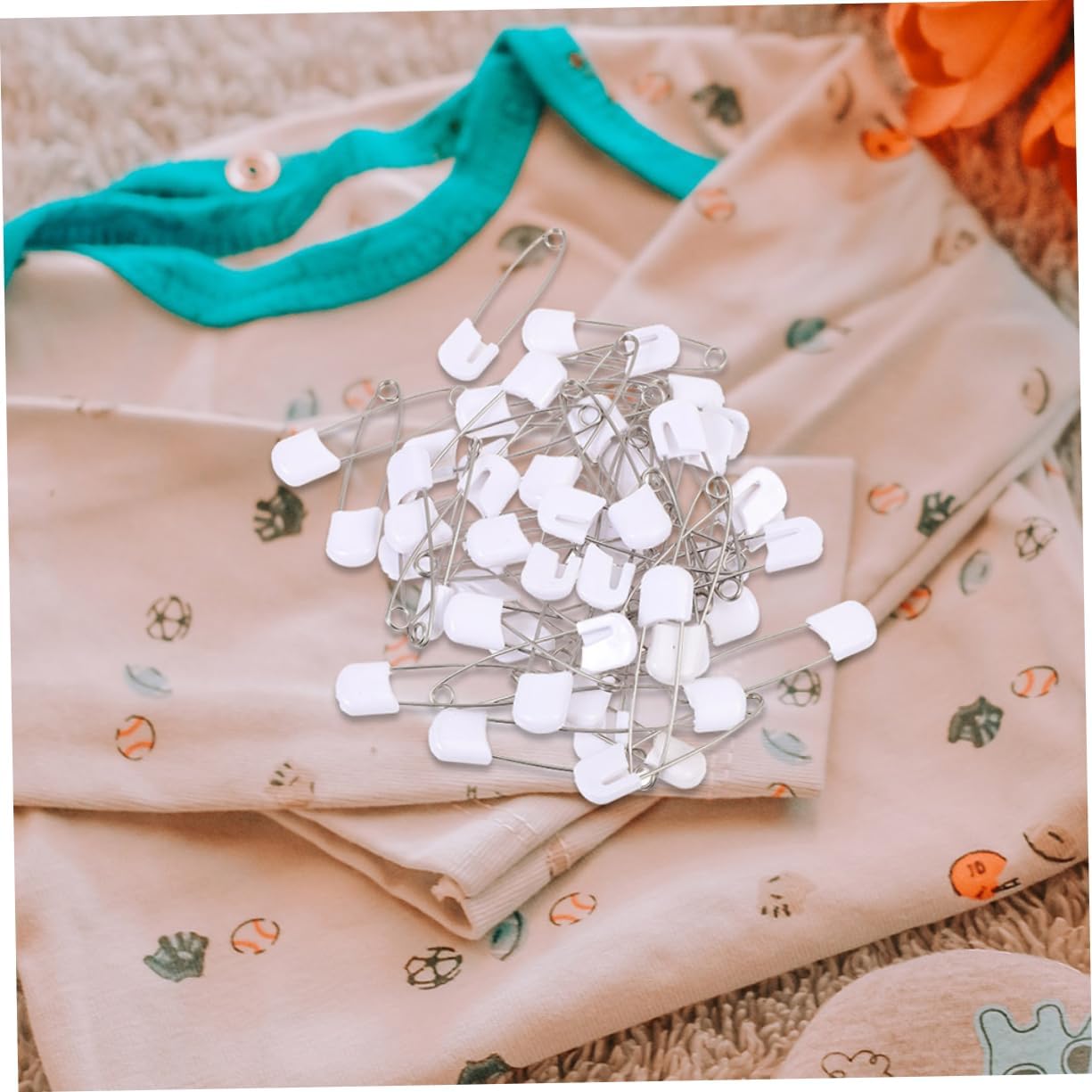 jojofuny 60pcs Safety Diaper Pins for Newborns Boys and Girls Large Safety Pins Lock Scratch-Resistant for Clothing Diapers Jewelry Making