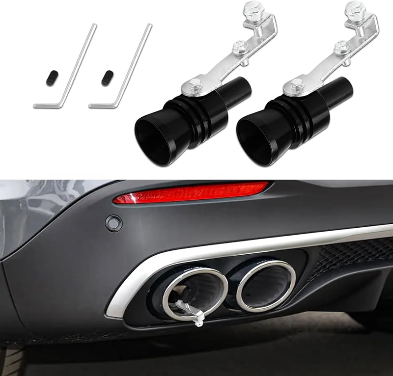 Apito simulador de som de turbo para escapamento QZTYTY em alumínio preto – 2 unidades