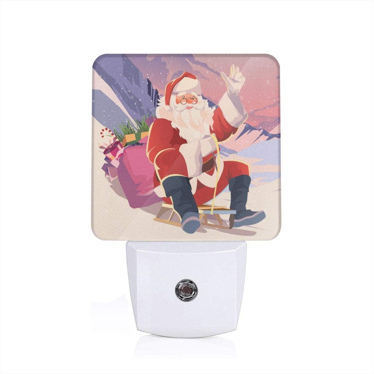 Santa Riding A Toboggan LED Night Light (Plugin) Night Home Decor Desk