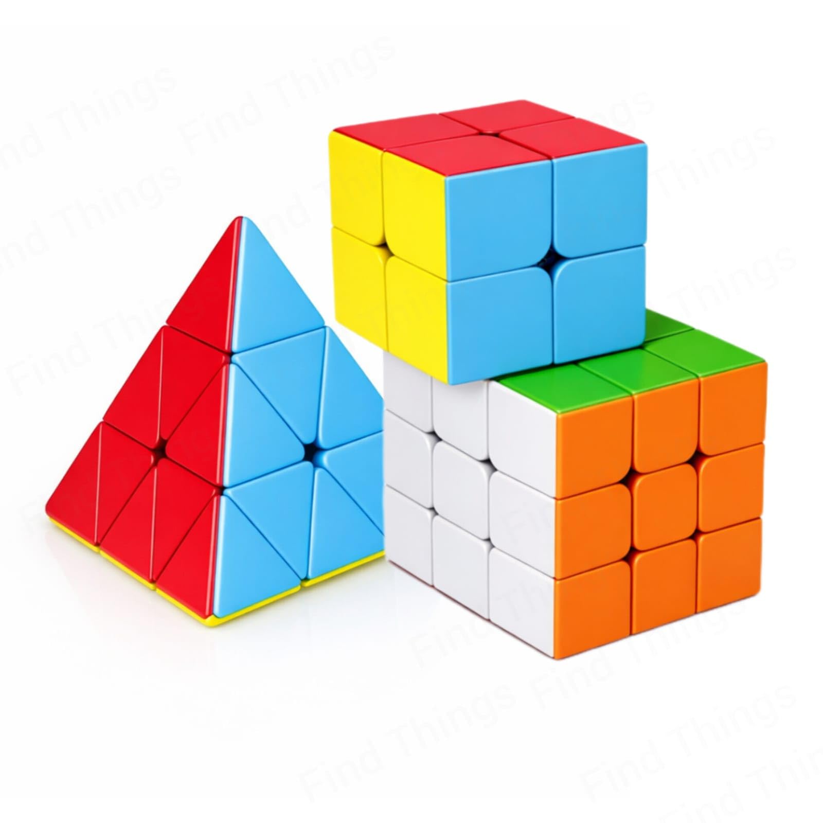 (*)様 wendy's pyramid 3raw white 2x2, 3x3 & Pyraminx Triangle Puzzle | Stickerless High Speed Magic