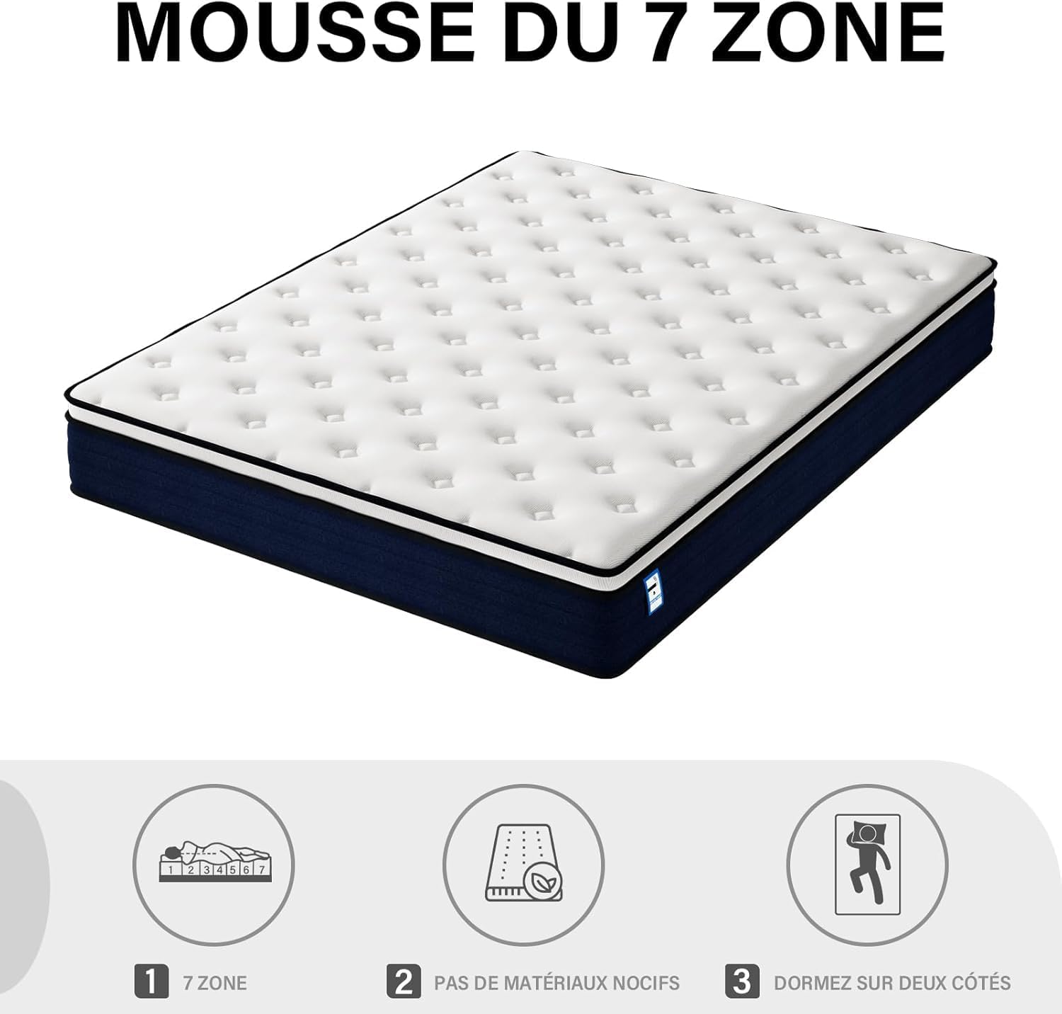 DEWINNER Matelas Ressorts Ensachés et Sommier 140x190 Ensemble | Matelas À Mémoire de Forme et Ressorts+Sommiers À Lattes avec 9 Pieds pour Adulte | 2x16 Lattes (140x190x25 cm)