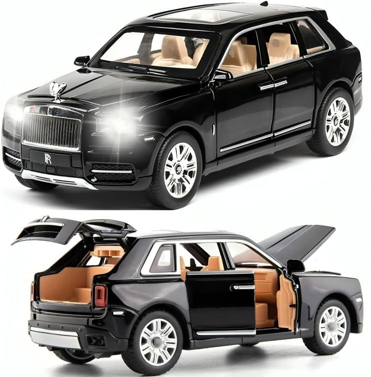 Image of Exclusive Alloy Metal Pull Back Die-Cast Car 1:32 Rolls Royce Cullinan Diecast Metal Pullback Toy Car with Openable Doors & Light, Music Boys Gifts Toys for Kids, Multicolor (Design-13)