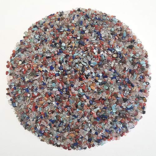 JM 1.1 lb Mixed Nature Stones & Crystal (3mm-12mm) Tumbled Chips Gemstone Crushed Pieces Irregular Shaped Jewelry Making Home Crafts Projects Flower Pot Fish Tank Decoration Gift