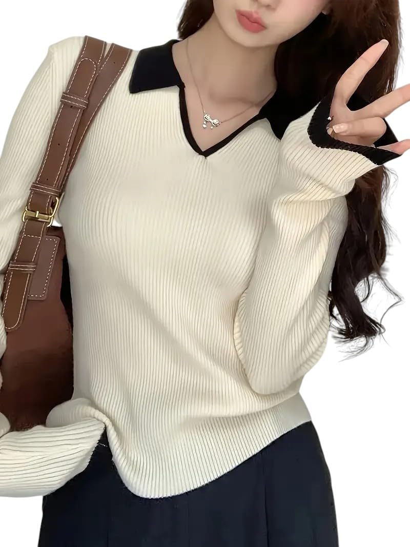 traquila Women's Polo Collar Beige Top T-Shirt | Soft and Stretchable Lycra top with Long Sleeves | Casual and Semi-Formal wear-picture-34