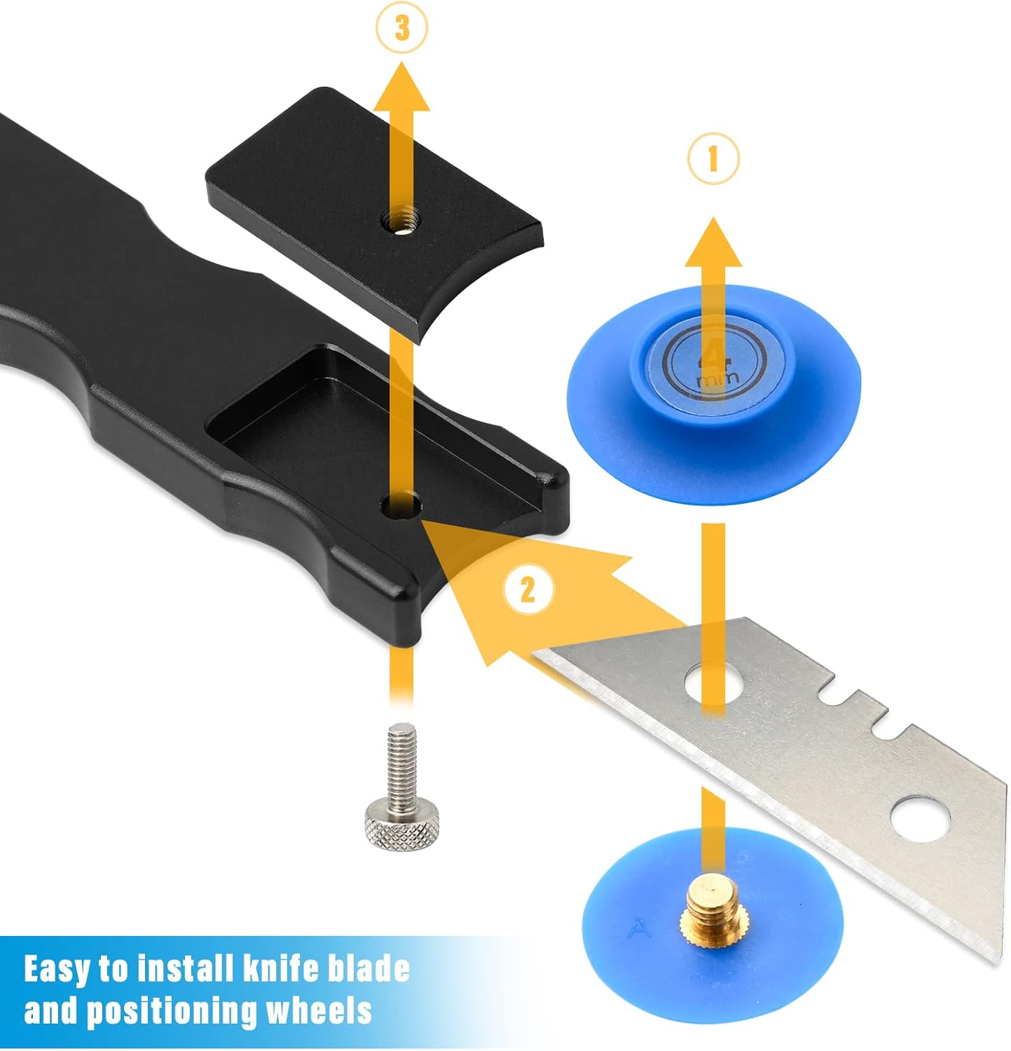 Gomake Vinyl Wrap Cutter Car Coating Film Window Tint Cutting and Trimming Alloy Roller Positioning Knife Paperback Slitter Knife Car Wrap Film Vinyl Gap-Cutter for Car Wrapping,Wallpaper Pasting