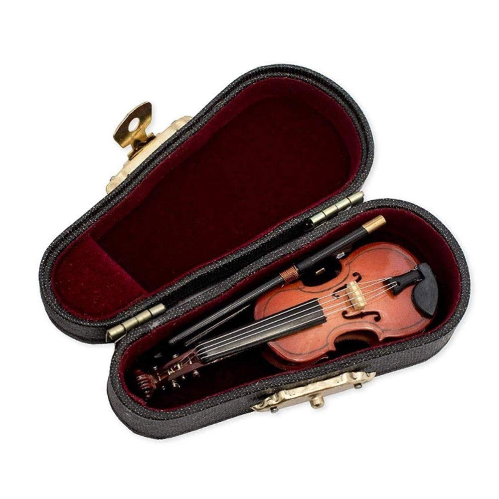 Violino Standard da Studente, per Principianti, Regali Violino Strumento Musicale Replica in Miniatura con Custodia, 8x3cm