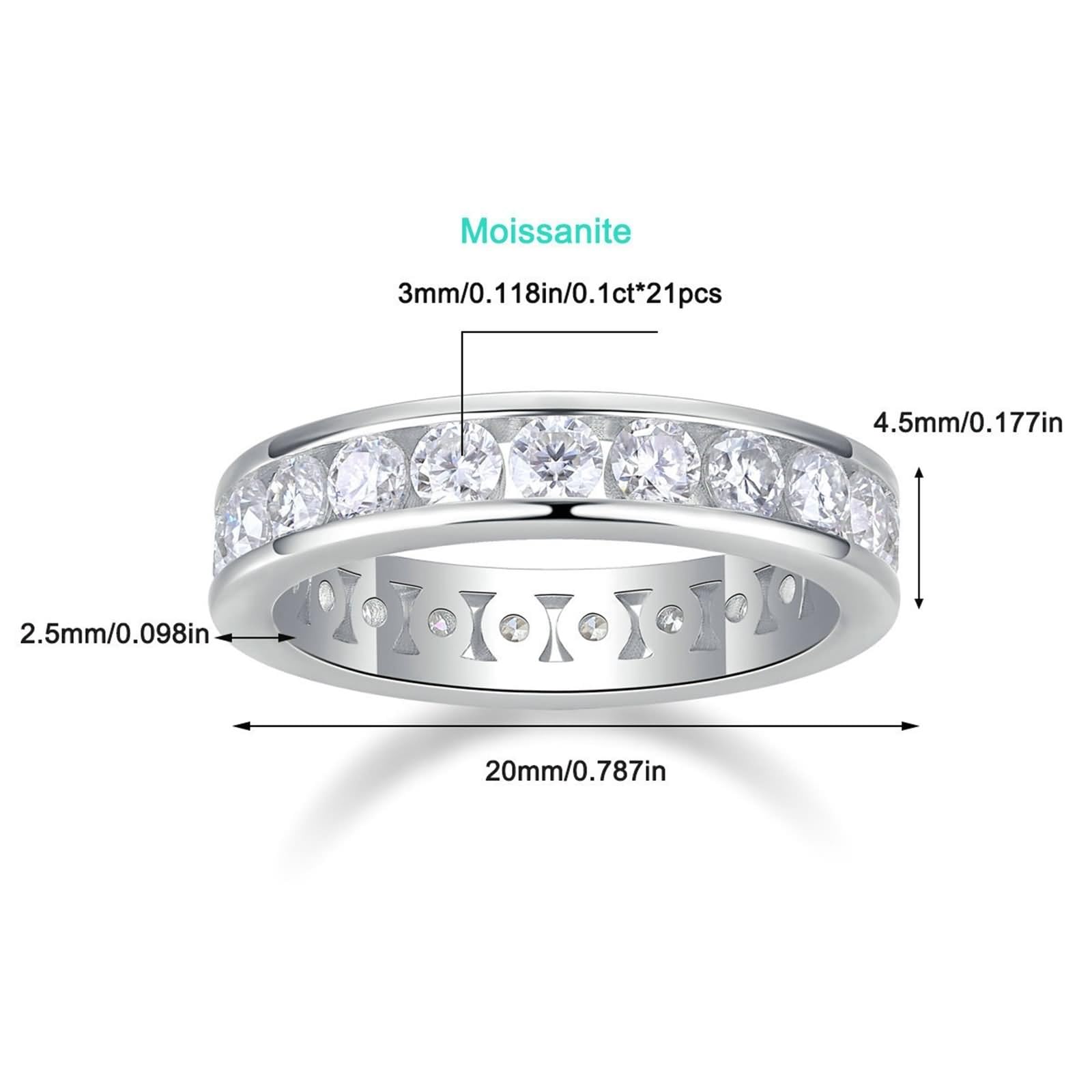 Anello di fidanzamento in oro bianco 14 K, anello di fidanzamento vintage, larghezza 4,5 mm, con moissanite da 3 mm, misura 16 (17,8)