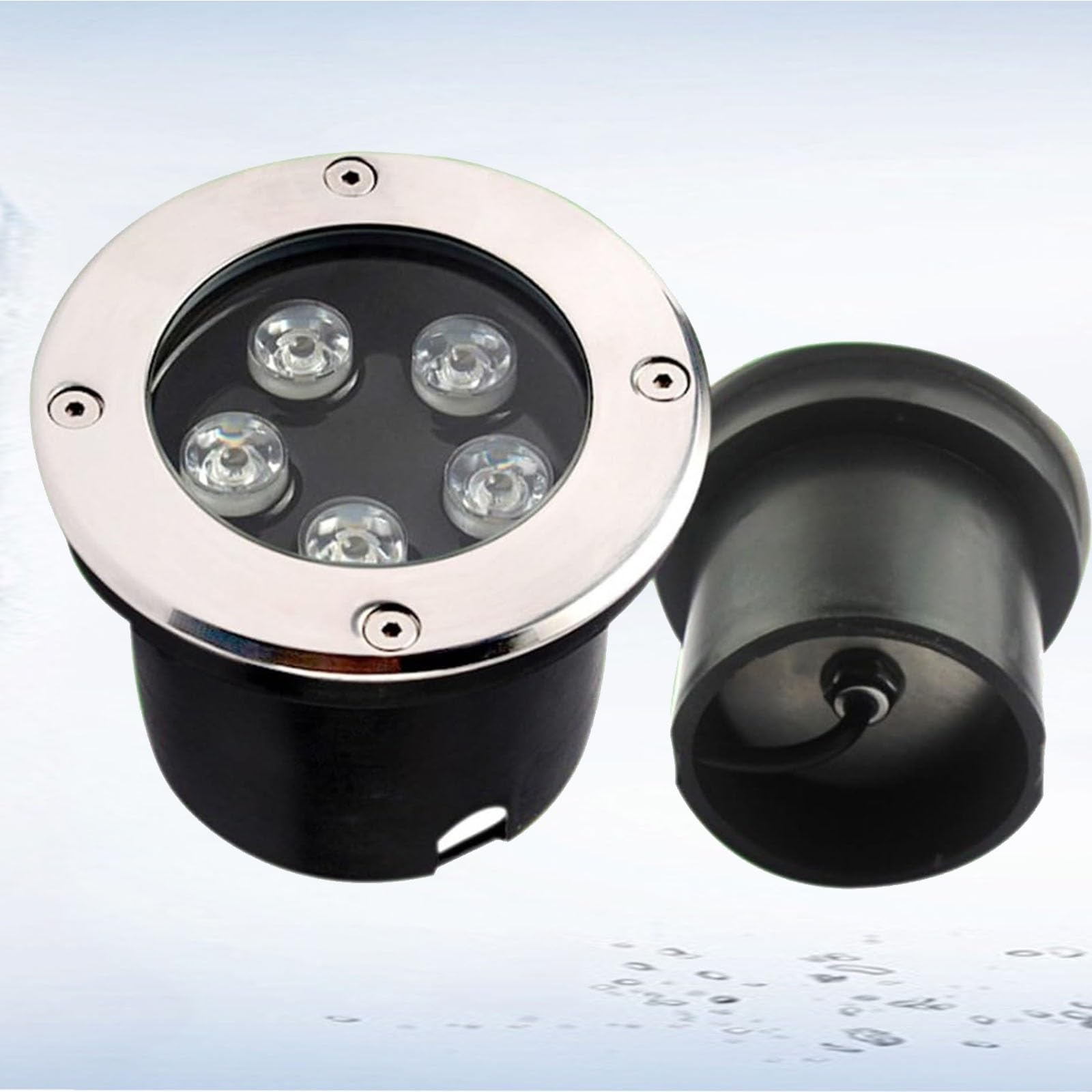 Tauchfähige LED-Poolbeleuchtung - Unterwasser-Einbauleuchte, IP68 Wasserdichter Runder 12-V-Außenstrahler, LED-Schwimmbad-Unterwasserleuchte, Teichlandschaftsbeleuchtung(White Light,12W)