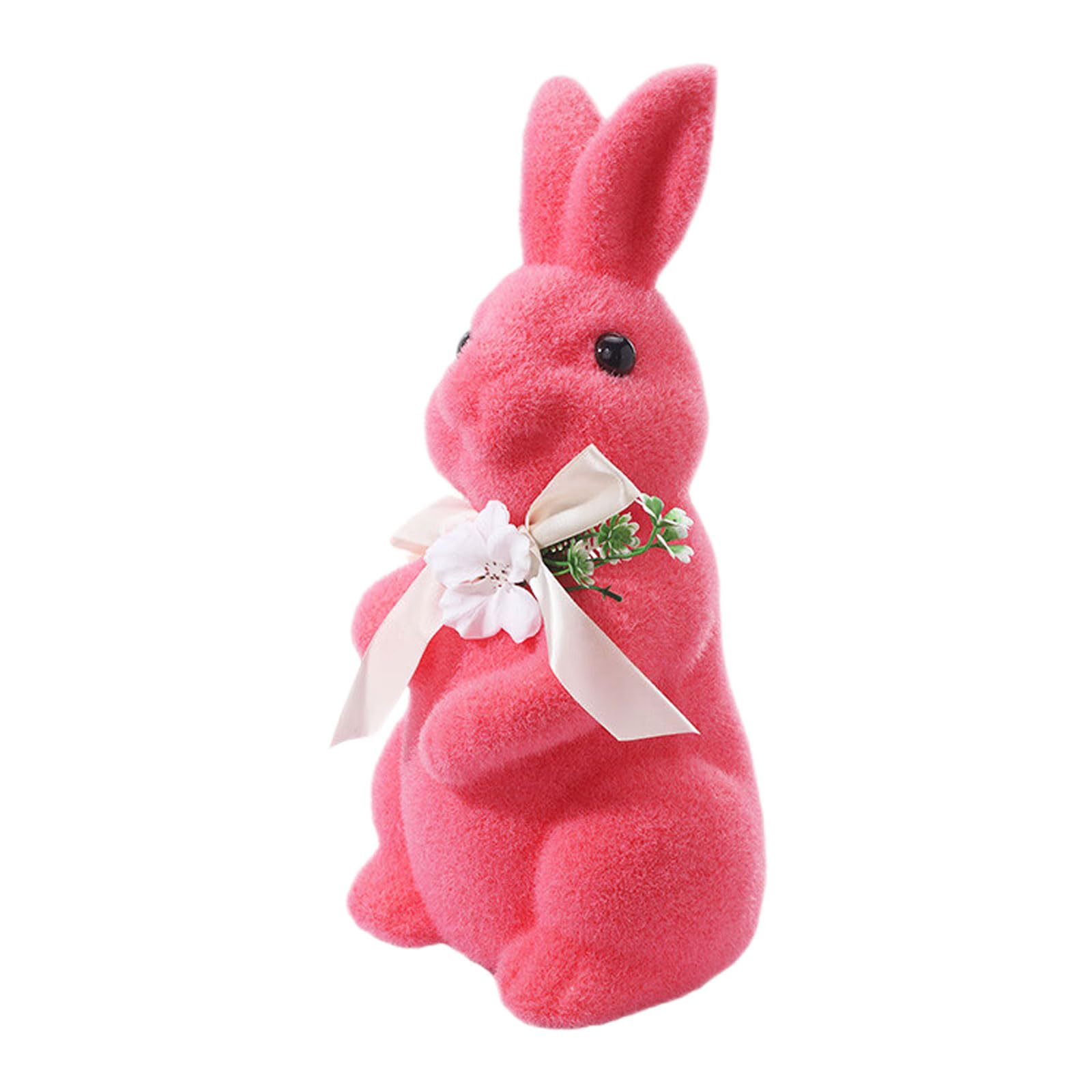 Lerpwige Flocking Bunnies Figurines Spring Rabbits Statues Sculptures Indoor Easter Decorations Ornament Home Decors Easter Decorations Indoor Outdoor