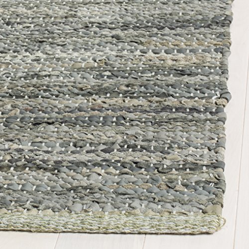 Tapete vintage de cuero 152x244 cm gris hecho a mano miniatura 3
