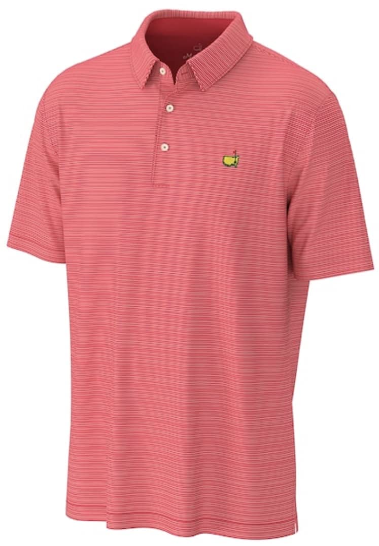 Authentic MastersTech Men's Micro Stripe Red Performance Golf Polo Shirt