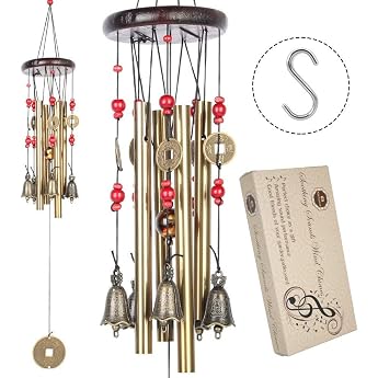 Chinese Traditional Amazing 4 Tubes 5 Bells Bronze Yard Garden Outdoor Living Wind Chimes 60cm