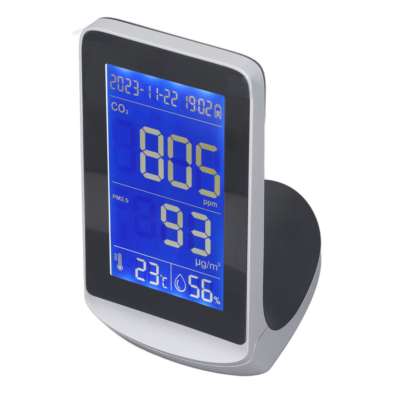 Monitor de calidad del aire CO2 PM2.5 PM10 PM1.0 Detector con temperatura Sensor de humedad Monitoreo en tiempo real para la oficina domiciliaria Uso exterior para interiores