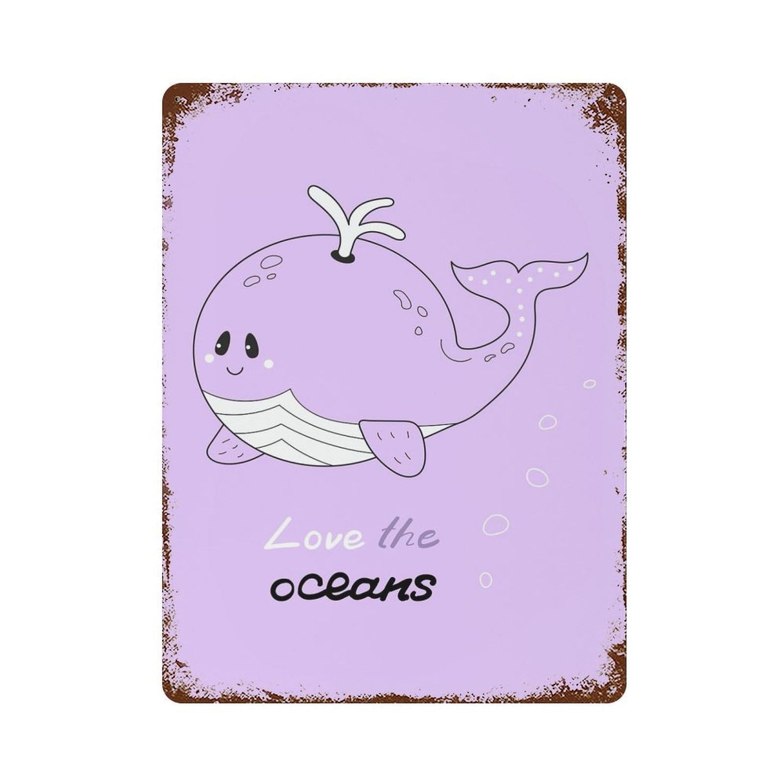 Quotes Whale Vintage Wall Sign 15.7"x11.8", Rust Effect Metal Decor for Farmhouse, Kitchen And Entryway Decor