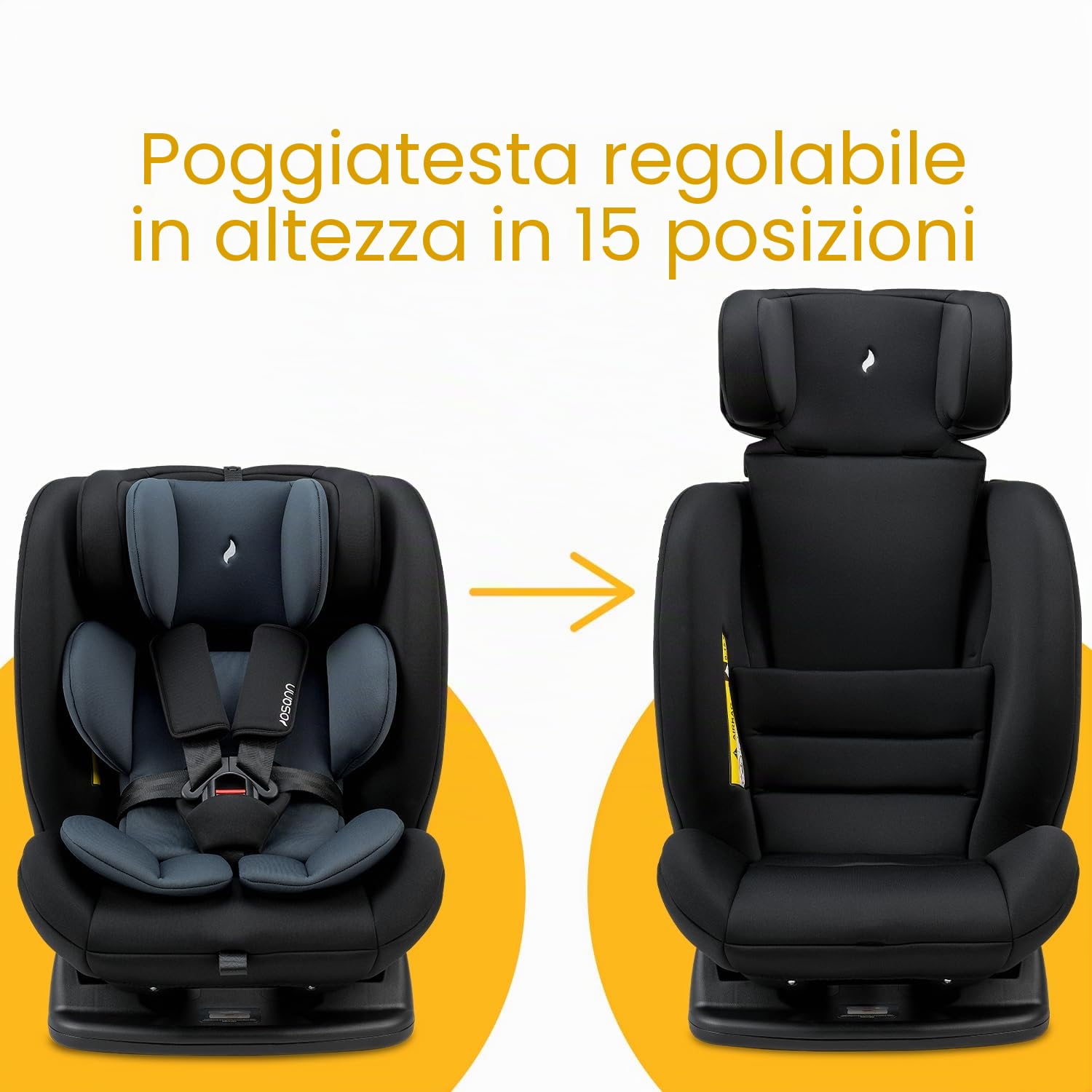 OSANN - Seggiolino auto Neonati/bambini Huddle 2 i-Size - 40-150 cm - Da 0 a 12 anni - Gruppo 1/2/3 nero, altezza 15 posizioni, imbracatura a 5 punti, cintura a 3 punti, schienale/senso di marcia)
