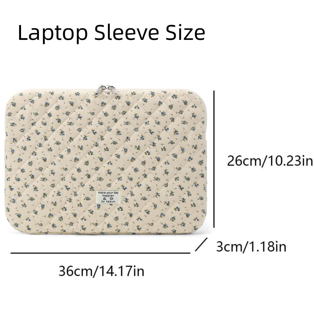 Housse Ordinateur 13-14 Pouces Matelassée Motif Floral Compatible MacBook Air 13 Pro 14 M5 M4 M3 M2 M1