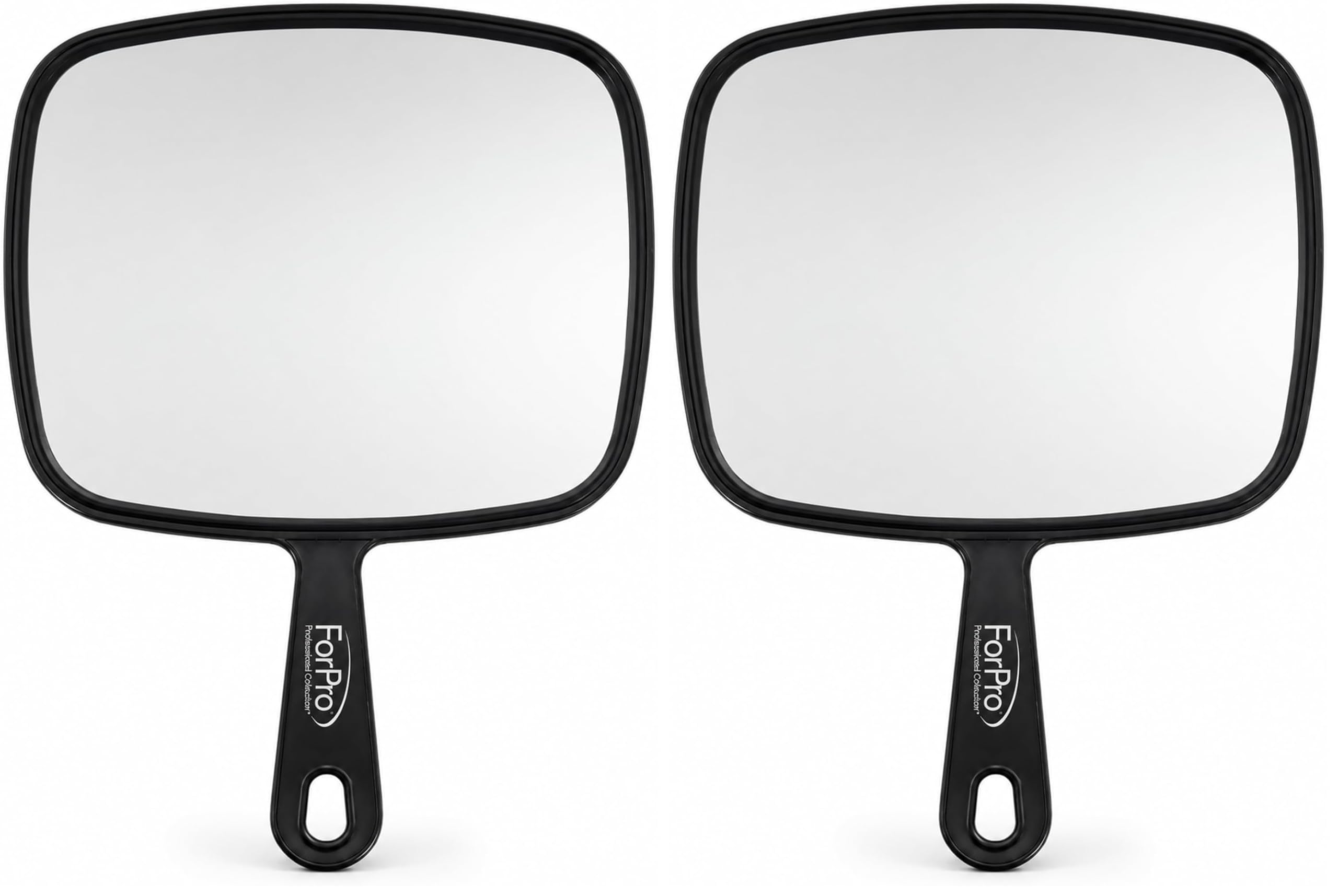 ForPro Professional Collection Extra Large Hand Mirror with Handle, 9" W x 12" L, Multi-Purpose Handheld Mirror with Distortion-Free Reflection, Black (Pack of 2)