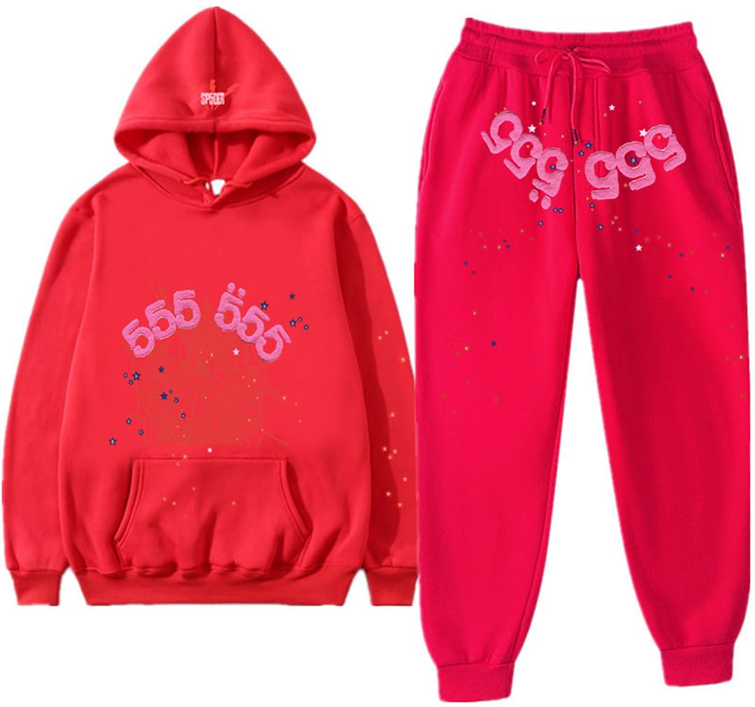 Silver Basic Spider Hoodie and Bottoms Tracksuit for Women/Men Spider Web Hoodie Y2K Vintage Sweatshirt and Pants Sweatsuit