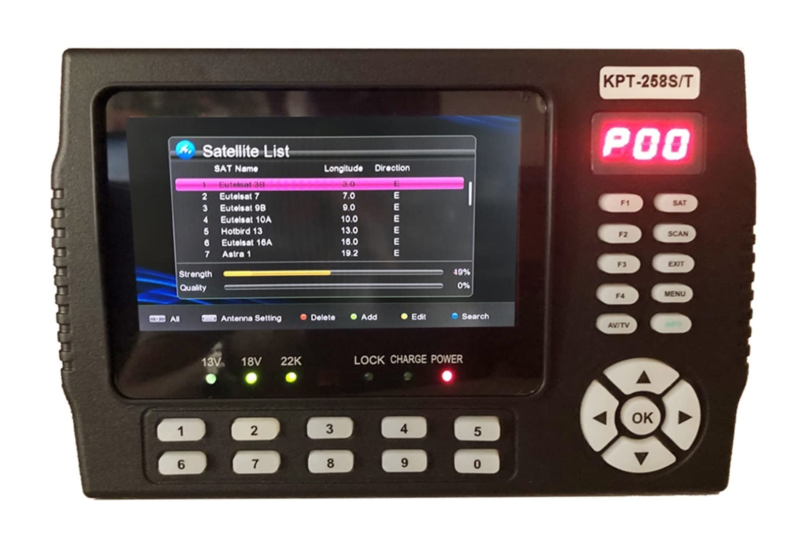 Buscador de satélite, KPT-258S / T DVB-S2 DVB-T / T2 DVB-C Finder de medidor satelital digital combo H.265 vs KPT716TS WS-6933 ST-5150
