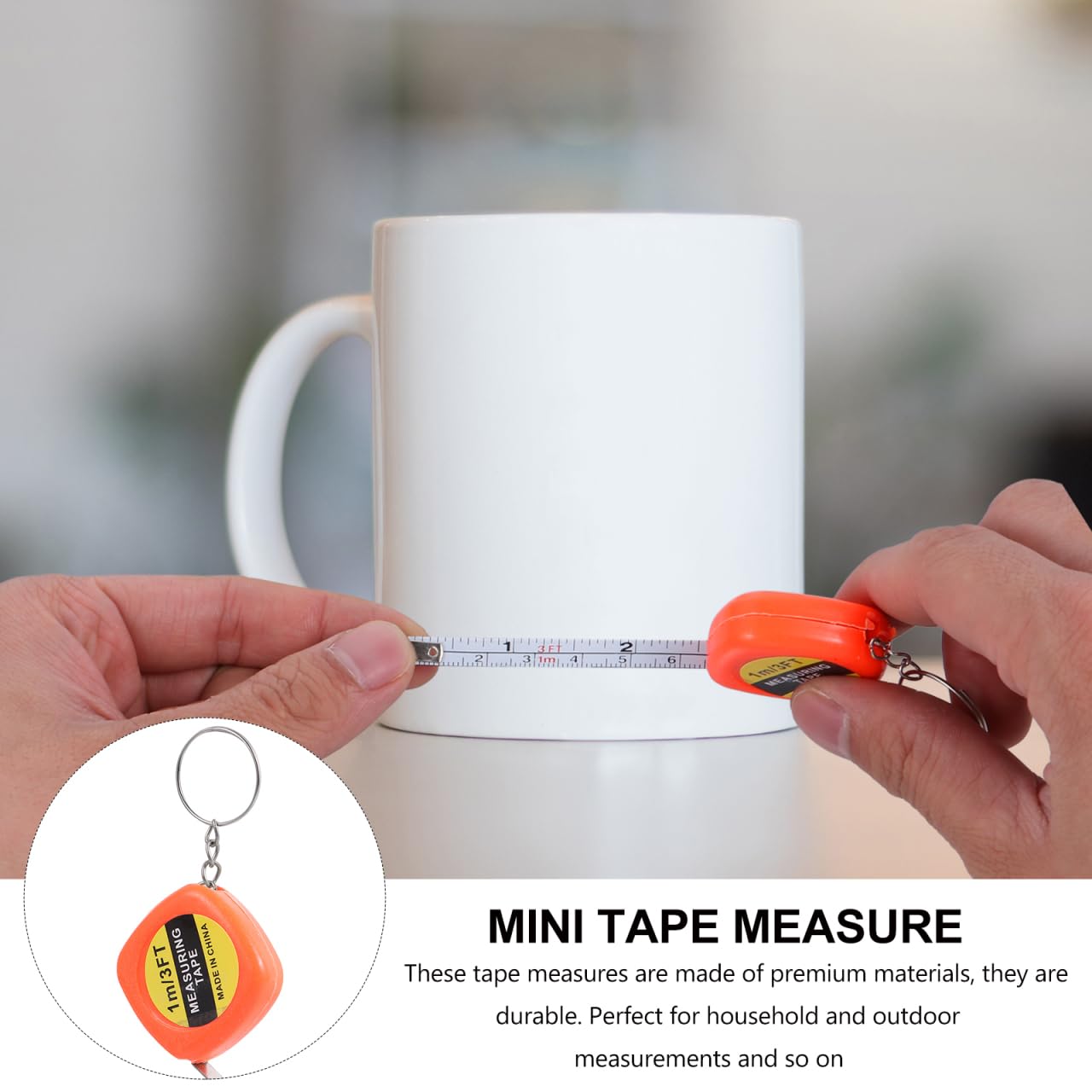 Baluue 40Pcs Clé Couleur Porte-Clés Corps Anneau Tissu Ruban à Mesurer Mesures Pendentif Et Artisanat M/Règle de Fête pour Le Métal à Tricoter Magnétique Outils Quotidiens