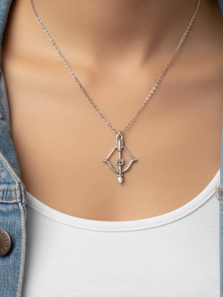 EnCharmed Stainless Steel Crossbow Archery Necklace, Handmade Bow and Arrow Charm Jewelry - Image 3