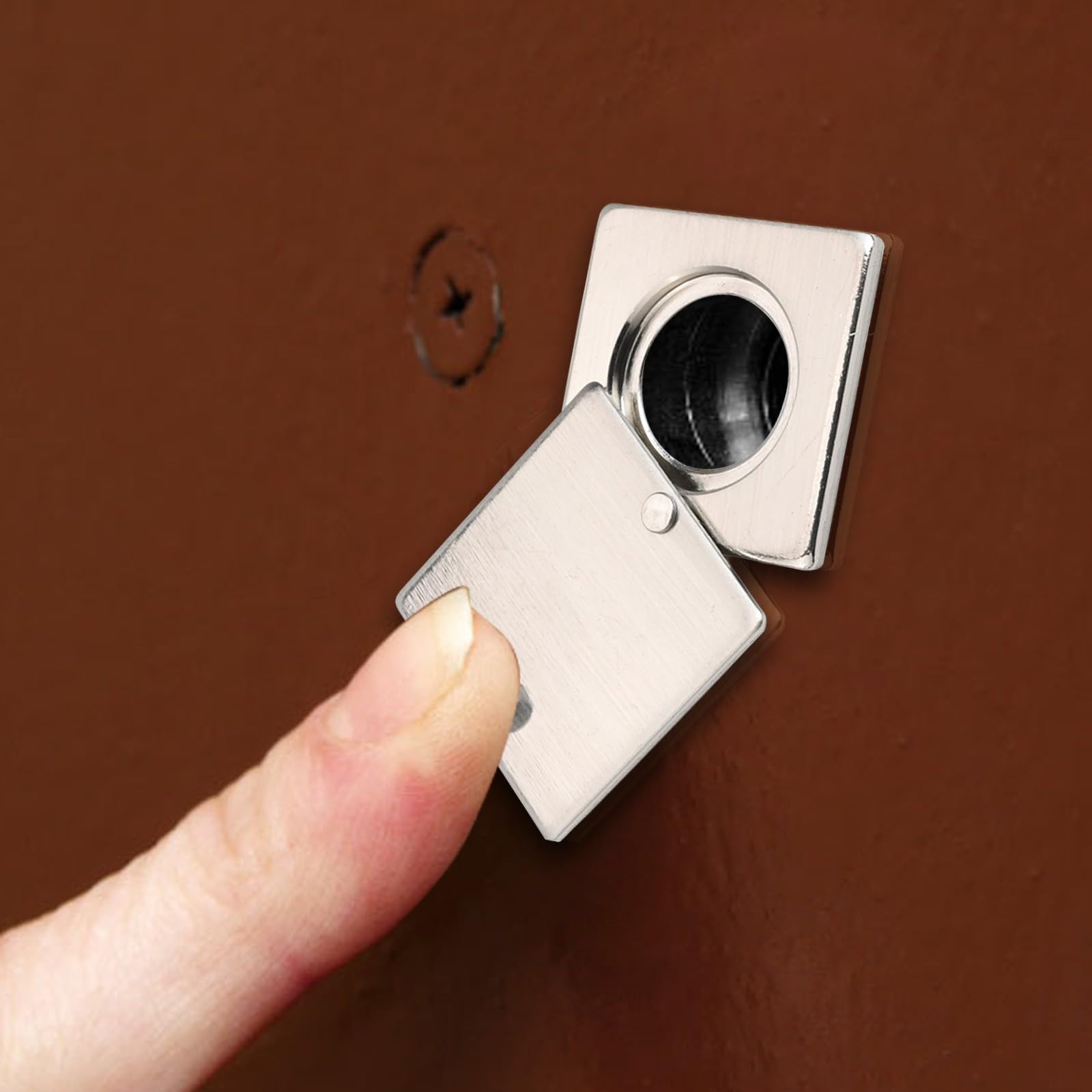 Copertura per spioncino quadrato per una maggiore privacy, tappo di sicurezza girevole in lega di zinco con diametro interno di 16 mm, finitura nera spazzolata