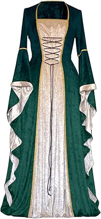 Amazon.com: Renaissance Medieval Velvet Costume for Women Lace Up Irish ...