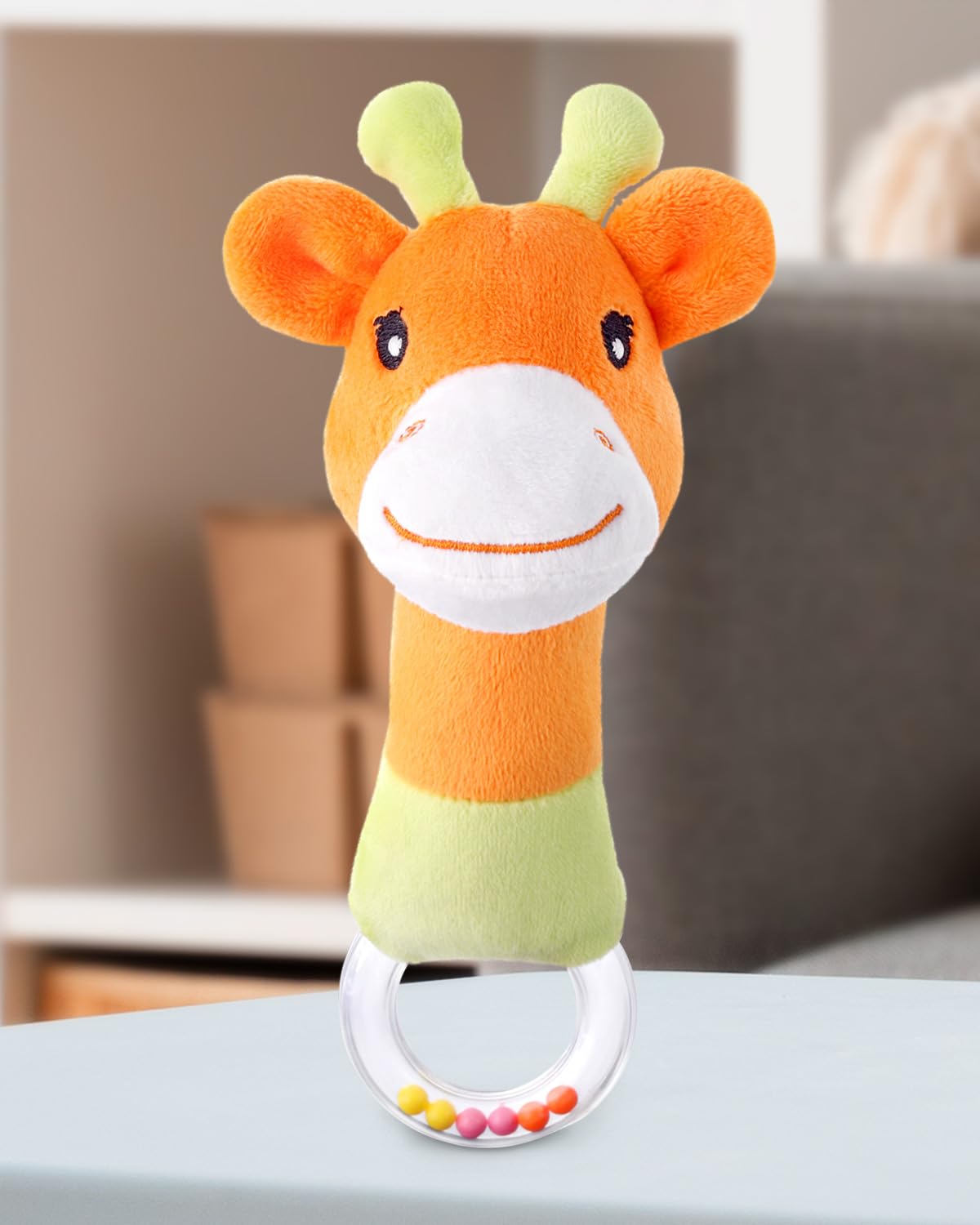 Bonfino Plush Giraffe Rattle Toy | Non Toxic Rattle for Baby| Colorful Animal Rattle for New Born Baby | Rattle Toy With Ring| Development Toy for Infants 0 to 24 Months | Sound Toys for Baby - Orange (B0CYHCDZ7F) Amazon Price History, Amazon Price Tracker