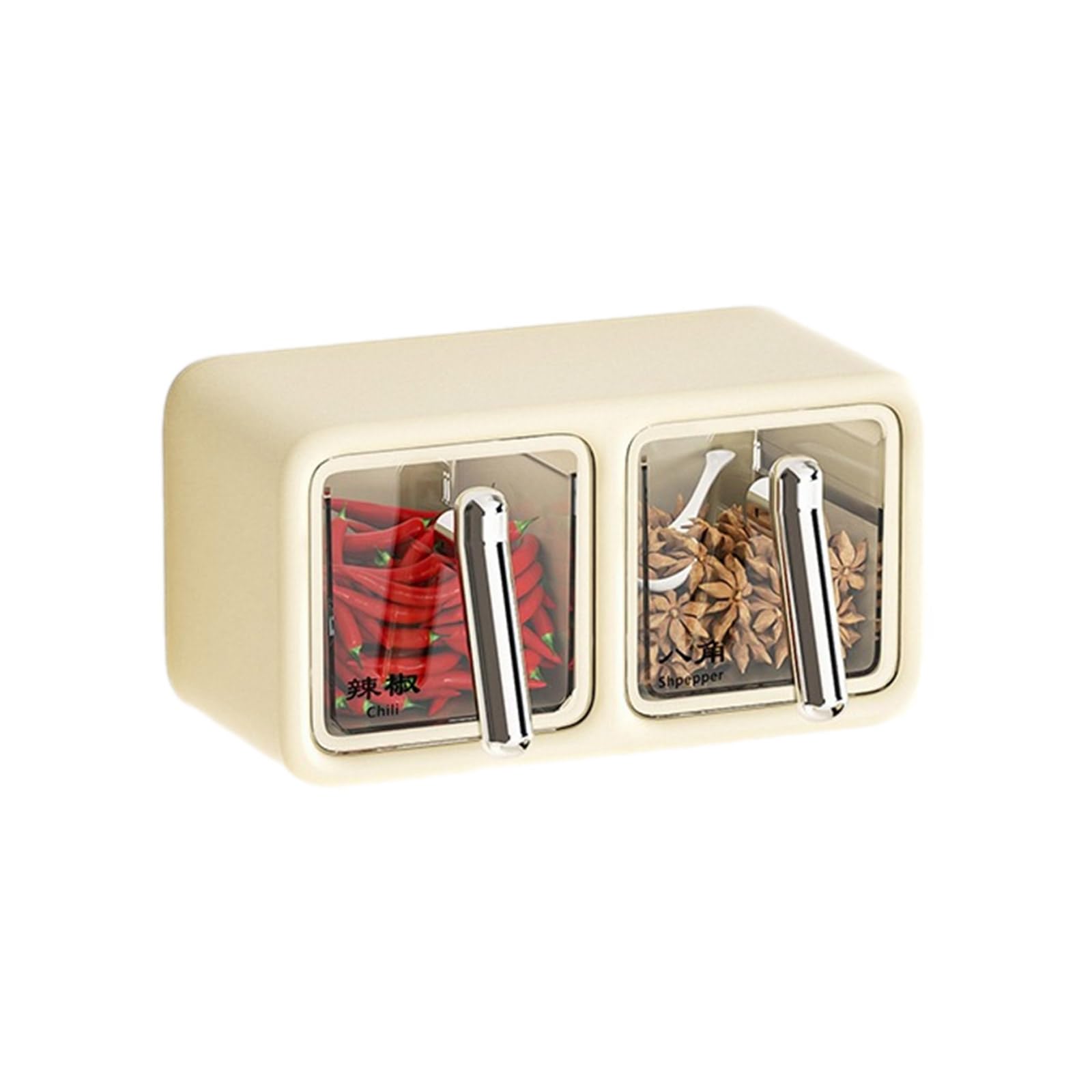 Kalttoy Cream White Sturdy Wall Mounted Spices Container Practical Spices Storage Rack For Kitchen Multiple Section Condiment Organizers Holder