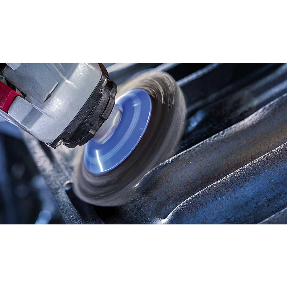 Bosch 1x Spazzola per smussatura PRO Stainless Steel clean a filo ondulato piccole, filetto M14 (per Metalli non ferrosi, Acciaio, Ø 100 mm, Professional Accessorio Smerigliatrice angolare piccola)