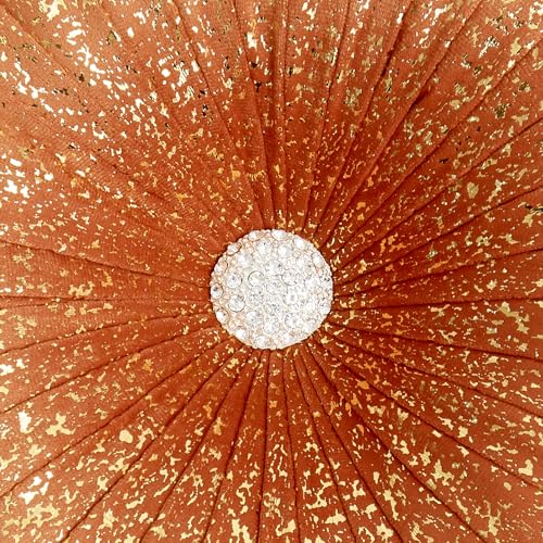 Image of EUCIOR Round Throw Pillows,Orange and Gold Throw Pillow,Soft Spandex Fabric,Pumpkin Pleated Handmade Orange Round Velvet Decorative Pillow for Sofa Bedroom Livingroom