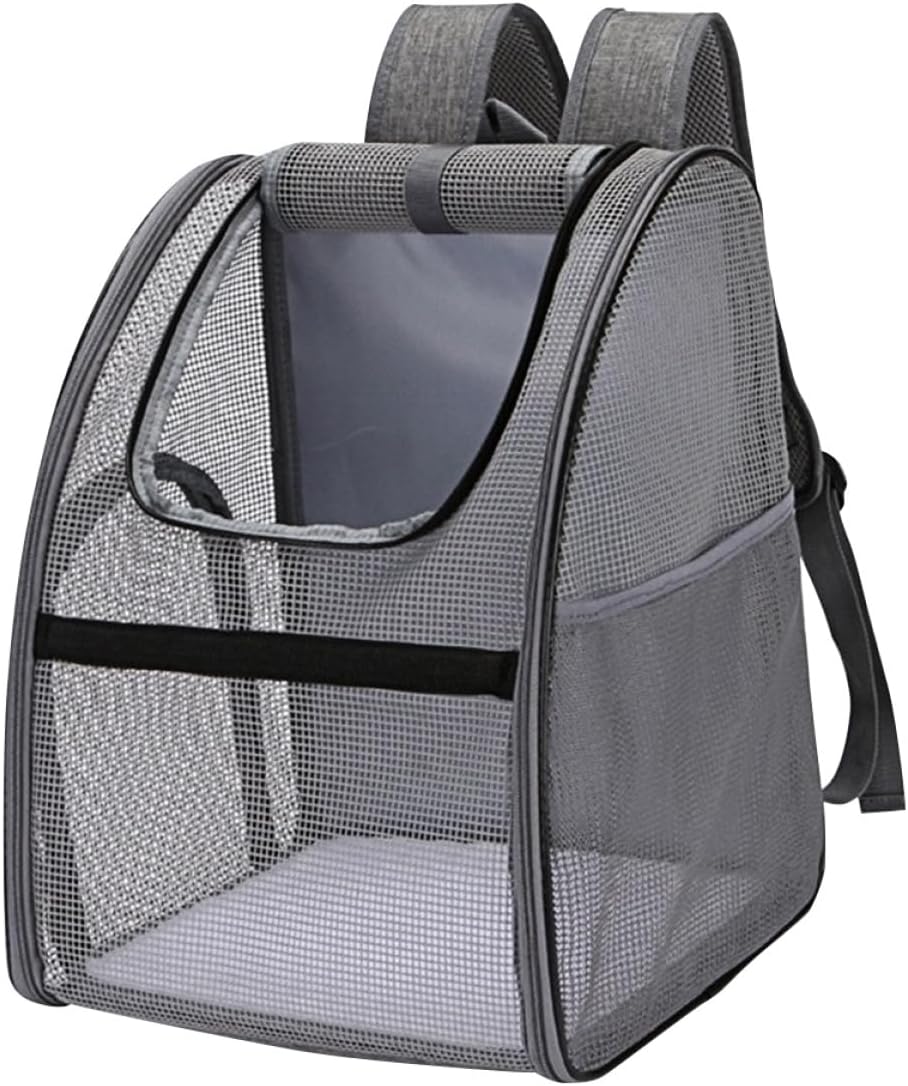 VICASKY Mesh Pet Backpack Portable Shoulder Pet Knapsack for Cats and Dogs to 15lbs Black L Size for Travel Outdoor Use