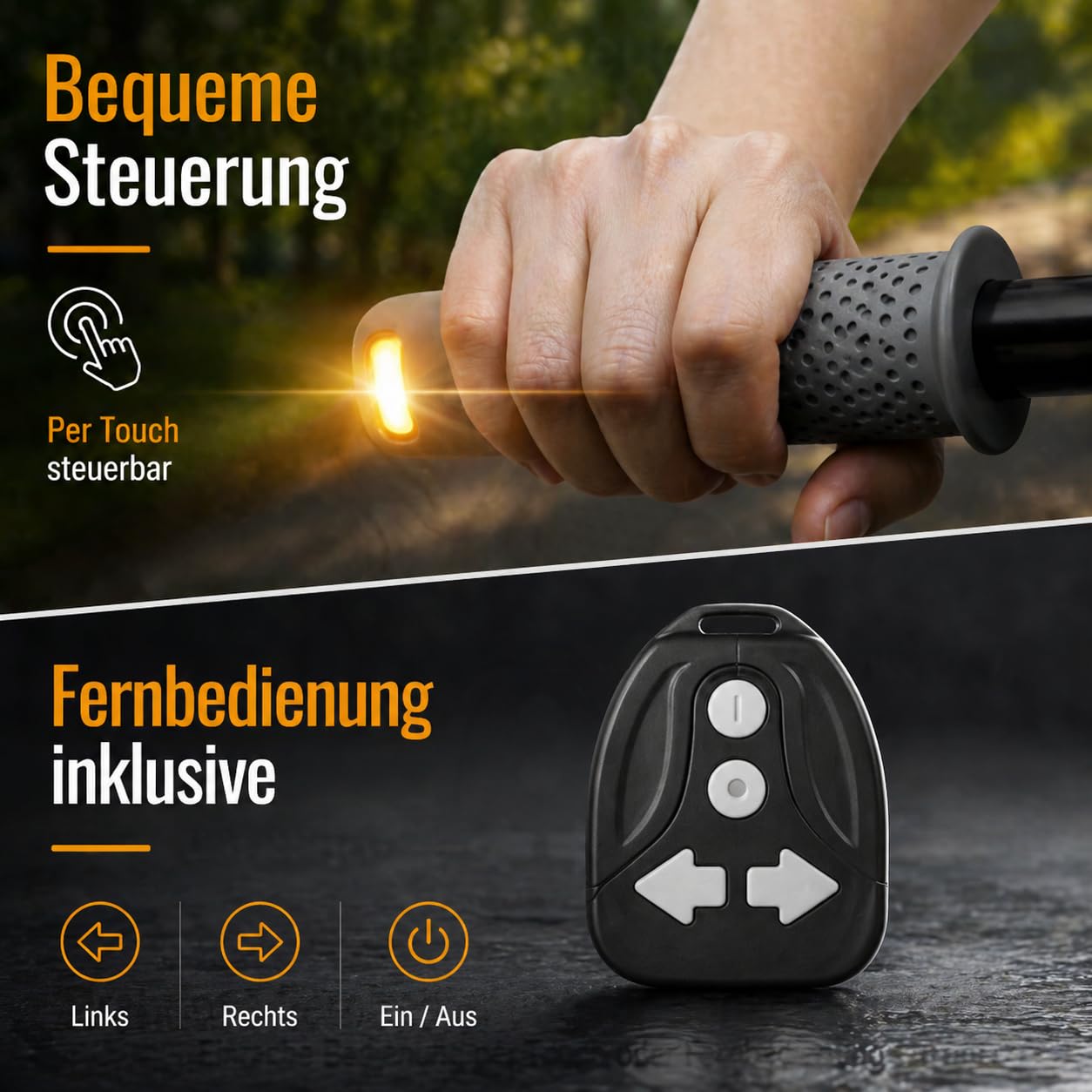 E Scooter Blinker Nachrüsten – Kabellose Lenkergriffe mit Blinker & Fernbedienung für Xiaomi M365 Pro 1S Pro 2 Mi3, Links Rechts Set, Elektro Scooter Zubehör