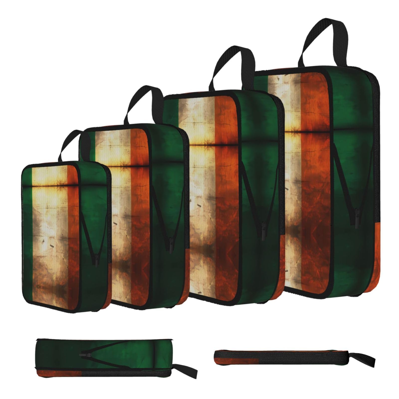 Sxzvvbn Black Retro Irish Flag Compression Packing Cubes 4 Piece Set