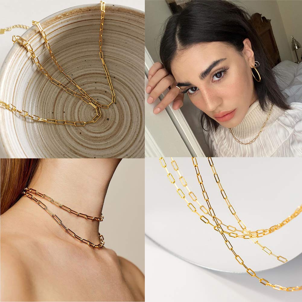 Naszyjnik z łańcuszkiem spinacza Pozłacany Dainty Link dla kobiet dziewczynki Spersonalizowana minimalistyczna biżuteria Gold-5mm