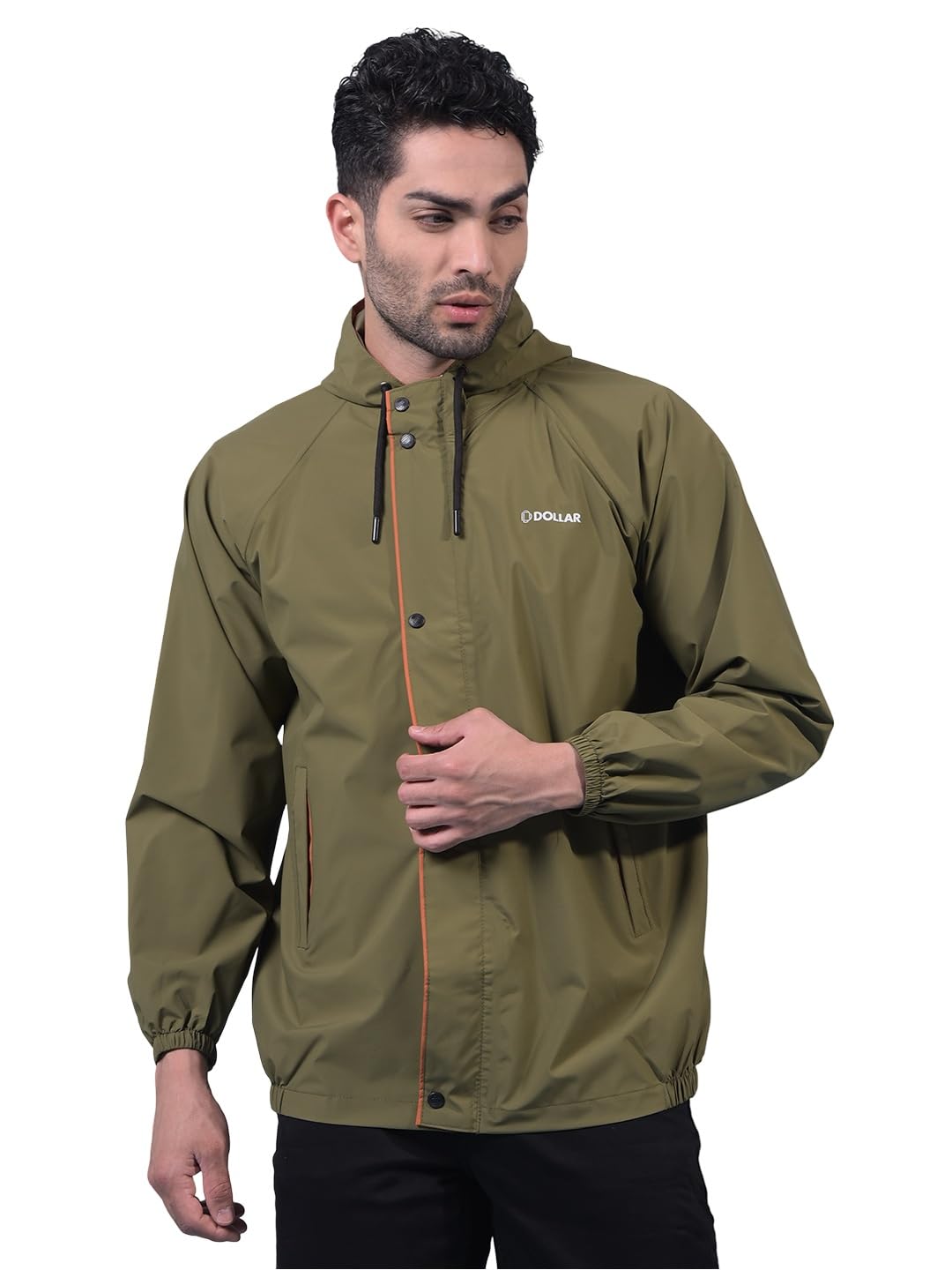 men's waterproof pvc rain jacket | zipper & button closure | adjustable hood & pocket | full sleeve lightweight rainwear for outdoor, biking, riding leakproof protection