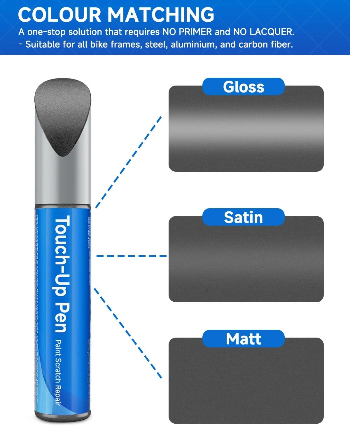 Pintura mate gris antracita para bicicleta - Reparador de pintura para Trek, use lápiz de pintura para metal y plástico - Pintura para bicicleta de alta cobertura