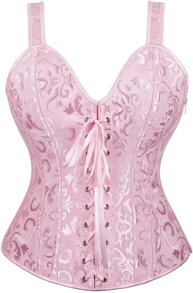 Josamogre Corset Top Bustiers Straps Women Zipper Shaper Burlesque Gothic Vintage