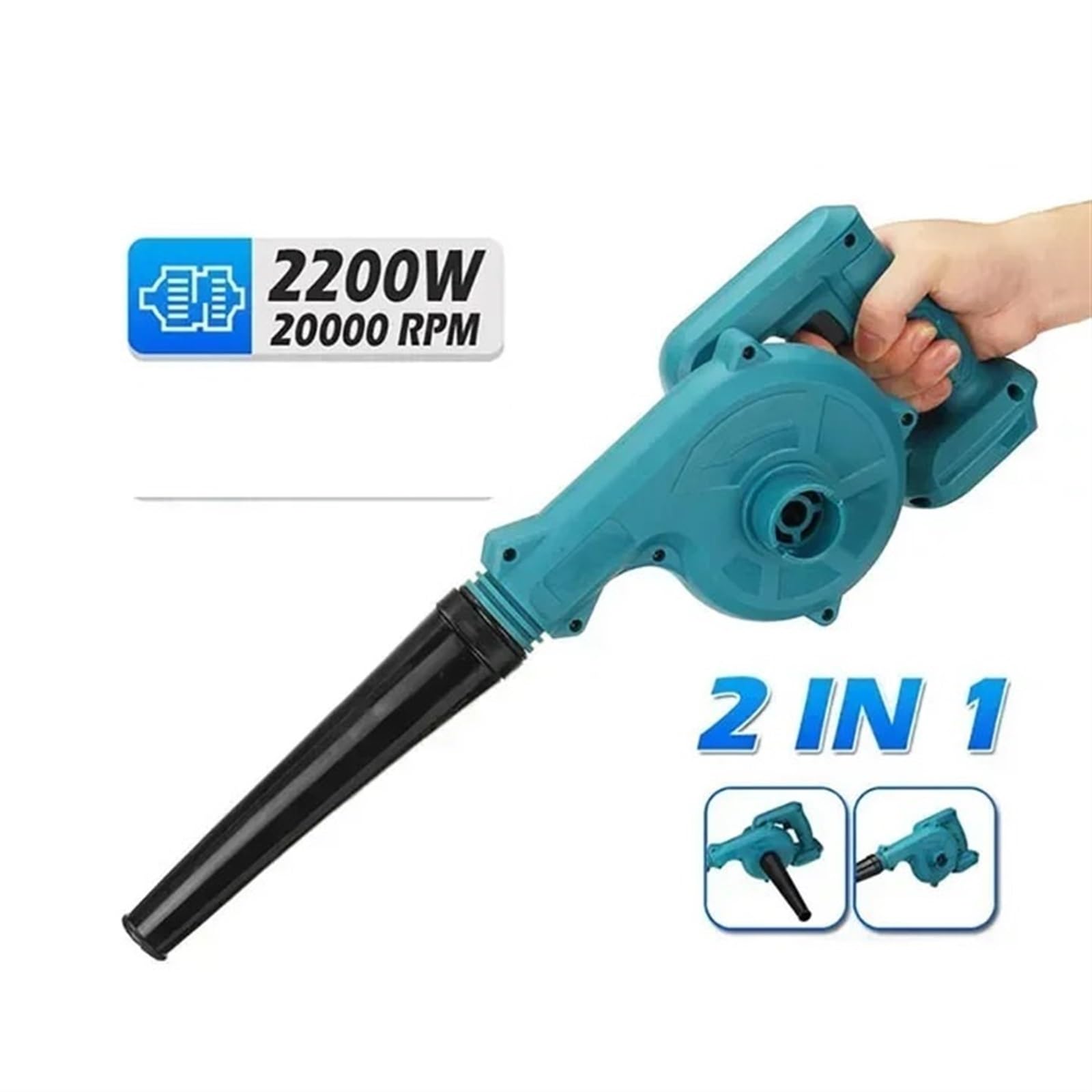 Sopladores Soplador de aire eléctrico inalámbrico de 2200 W y aspirador de hojas for computadora, colector de polvo, herramientas eléctricas