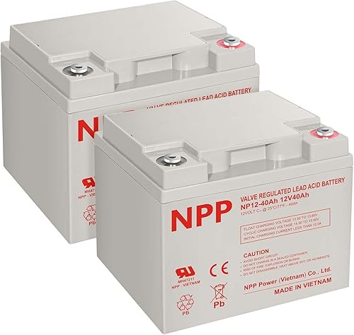 NPP NP12-40Ah (2 piezas) 12V 40Ah 12Volt AGM SLA recargable batería de plomo ácido sellada con terminales estilo botón