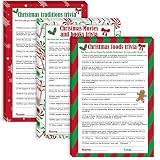 62 Pcs Christmas Trivia Party Game Cards, Xmas Festival Guessing Activity