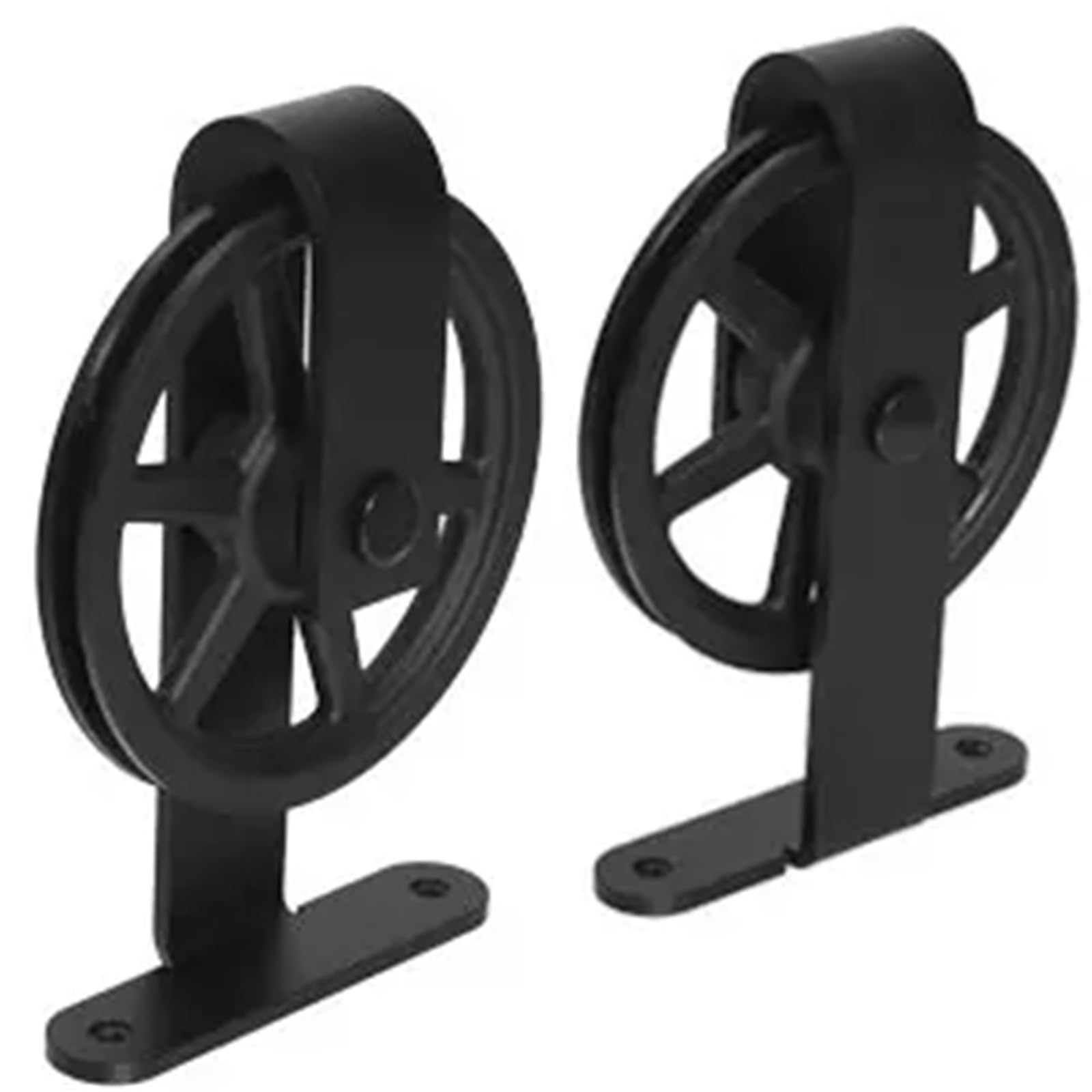 Csdasw One Color 2Pcs Black Sliding Barn Wood Door Rollers Hanger Kit With Accessories (No Rail/No Doors) Smooth And Quiet