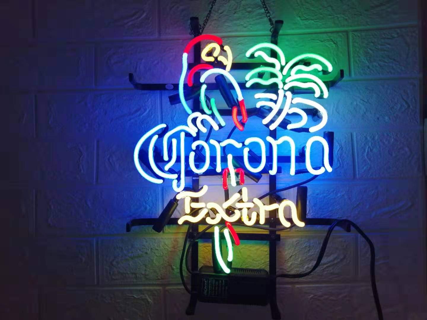 LDGJ Neon Signs for Wall Decor Handmade Sign Home FS Neon Sign Corona Extra Parrot Bird Custom Beer 